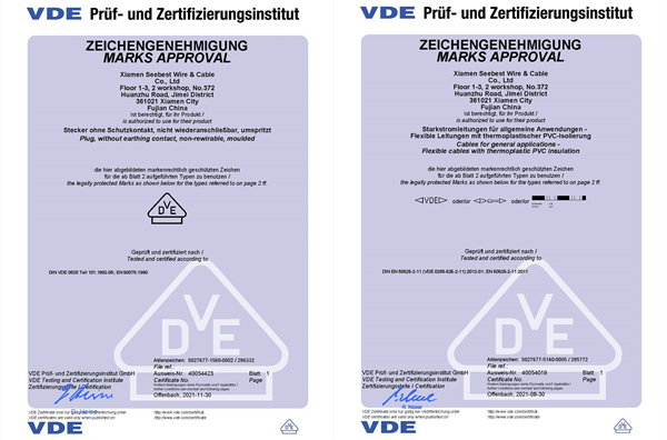 Seebest VDE Certificates