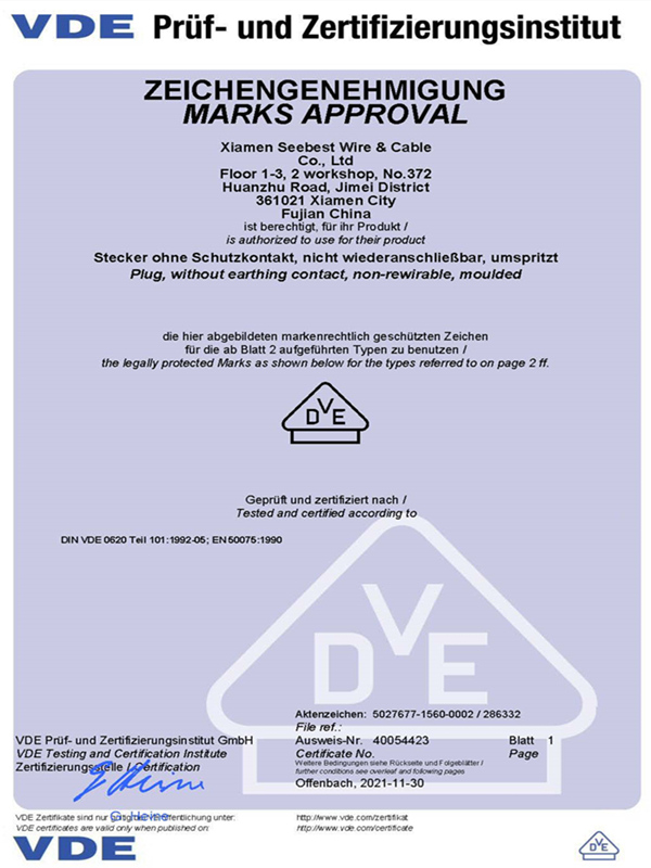VDE Certificate 2